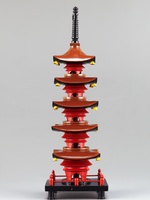 日本朱漆五重塔木雕