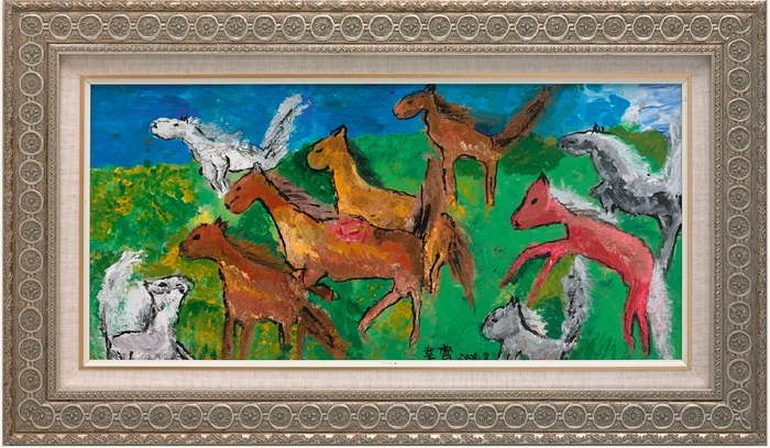 致贈馬英九總統的「馬群」油畫