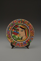 薩爾瓦多女子側臉彩繪陶盤