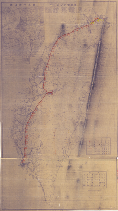 1947年日月潭發電廠送電系統圖（典藏號：003-010309-0495）